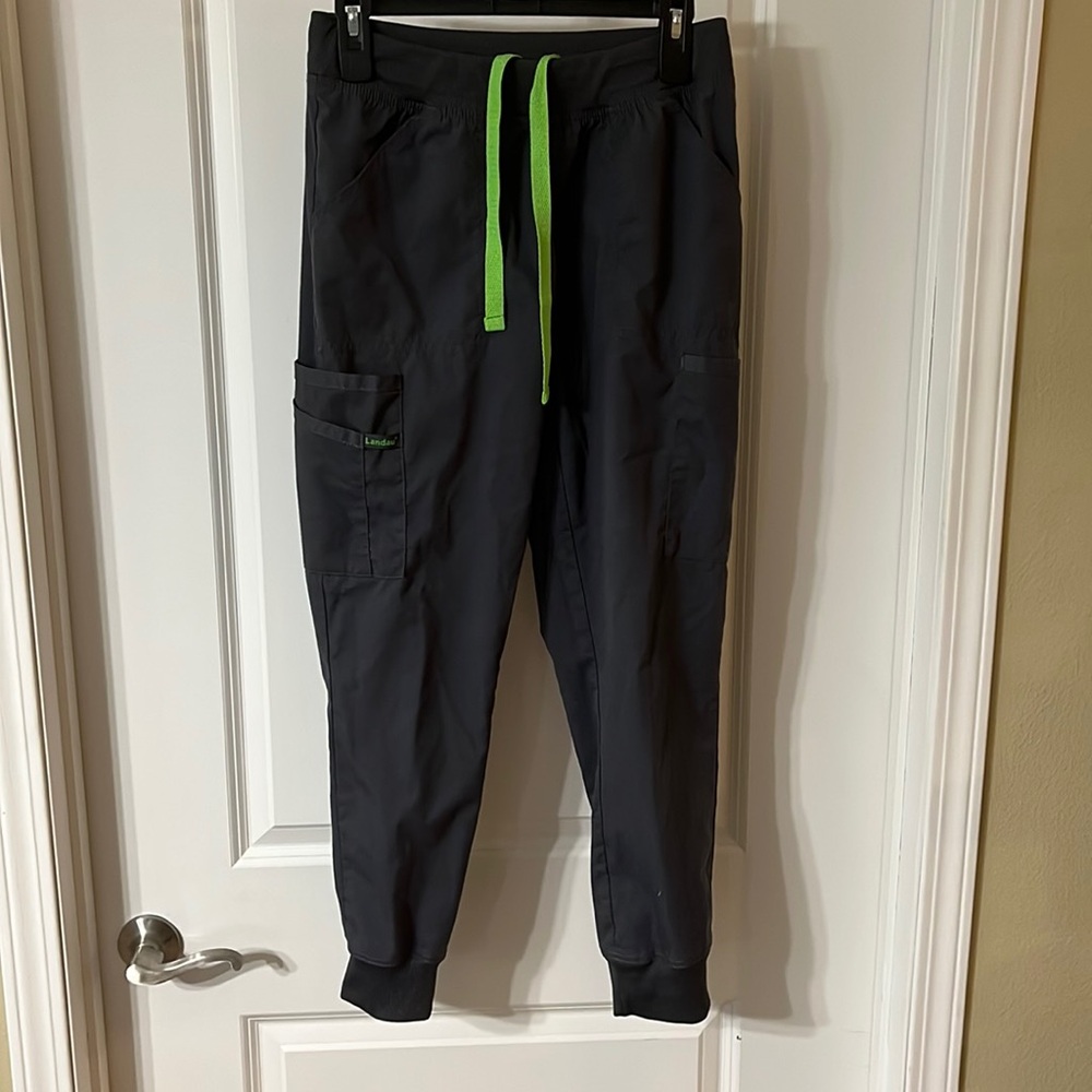 WOMENS LANDAU PROFLEX SCRUBS BOTTOMS | SIZE SMALL | DARK GREY | MODERN FIT